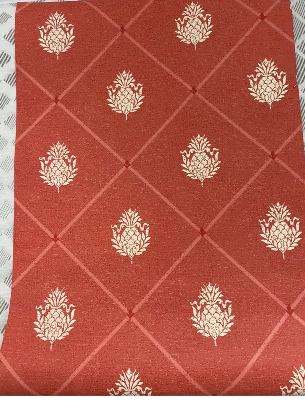 In search of 4 rolls of Antonina Vella Pineapple Trellis wall paper by York